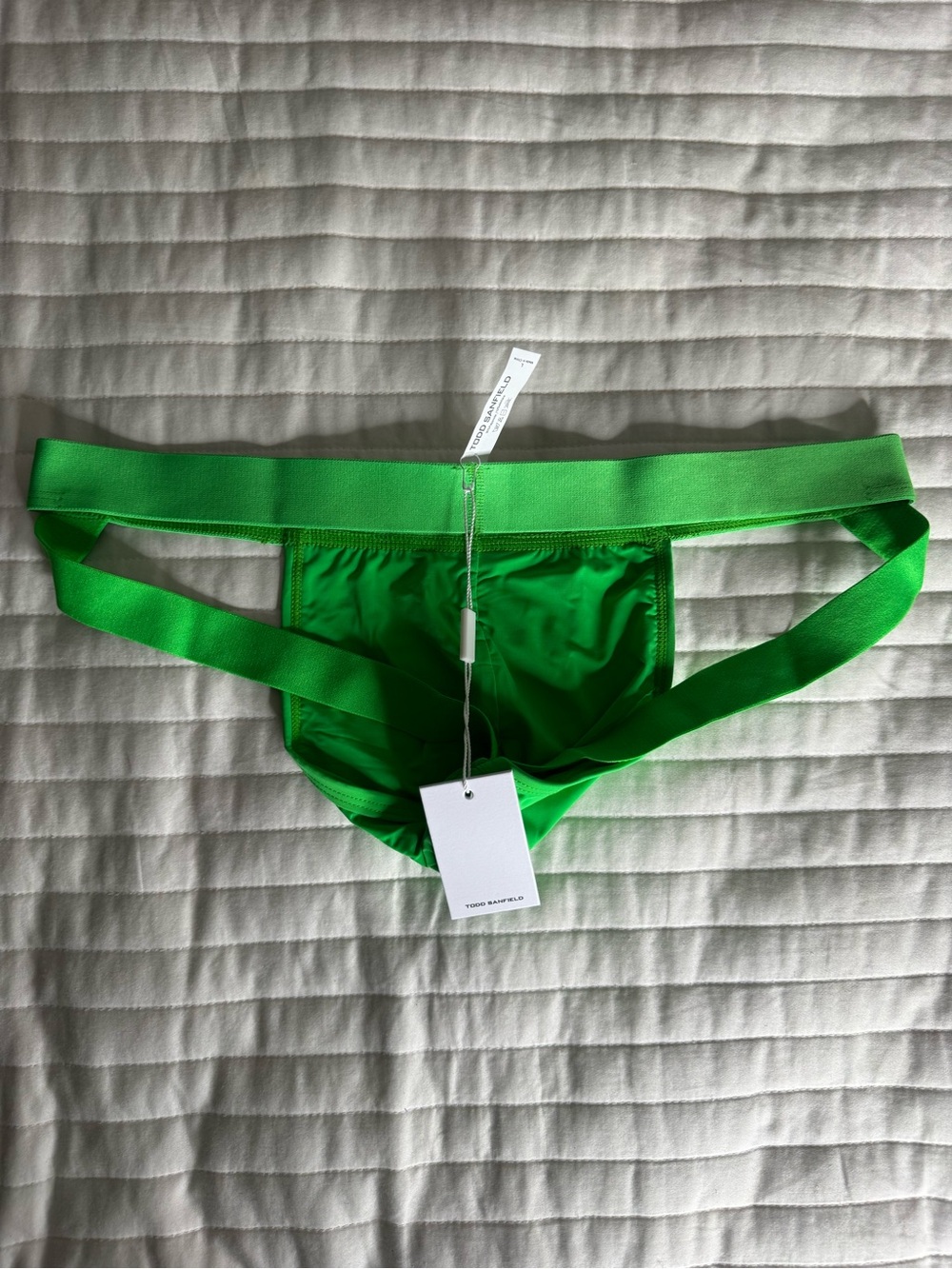 TODD SANFIELD Men's Bright Green Briefs Jockstrap - Picture 2 of 5